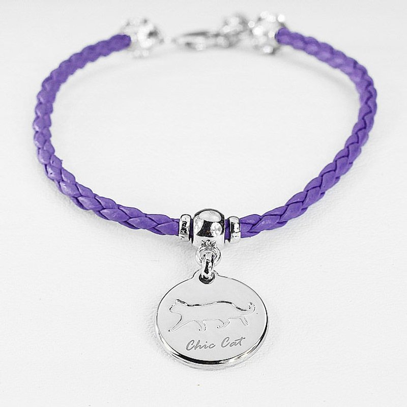 【CHIC DOG皮革圆绳狗牌项链】简约圆绳猫牌((送刻字服务)) - 项圈/牵绳 - 真皮 多色