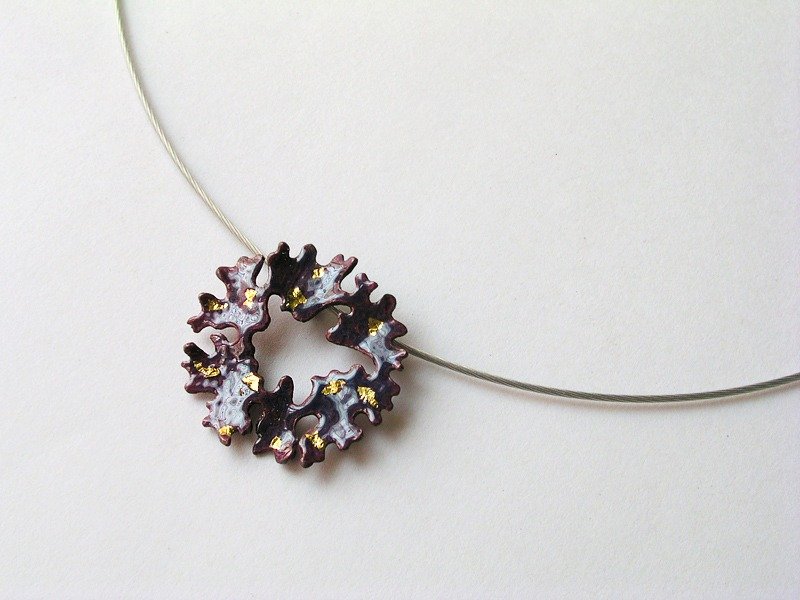 Lichenes地衣珐琅坠饰 - 项链 - 其他金属 咖啡色