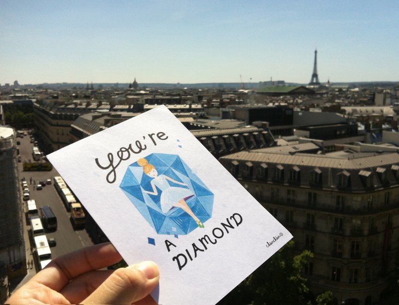 chienchien - YOU'RE A DIAMOND!   插画明信片 / 卡片 - 卡片/明信片 - 纸 白色