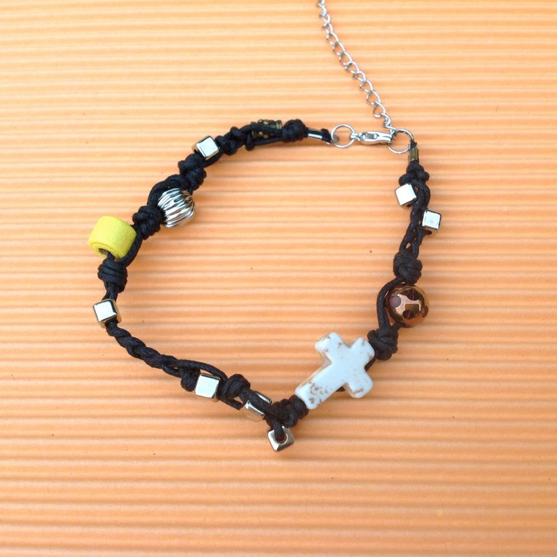 十字架 编织 黑白 装饰风 缤纷 手作 手链 手环/相信乡 - 手链/手环 - 棉．麻 黑色