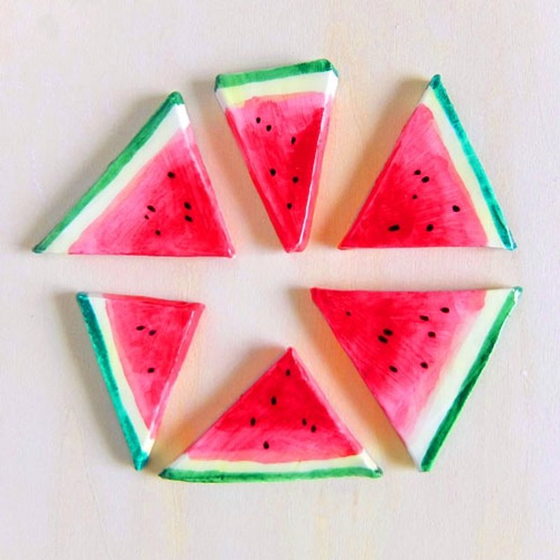 Watermelon brooch - 胸针 - 其他材质 红色