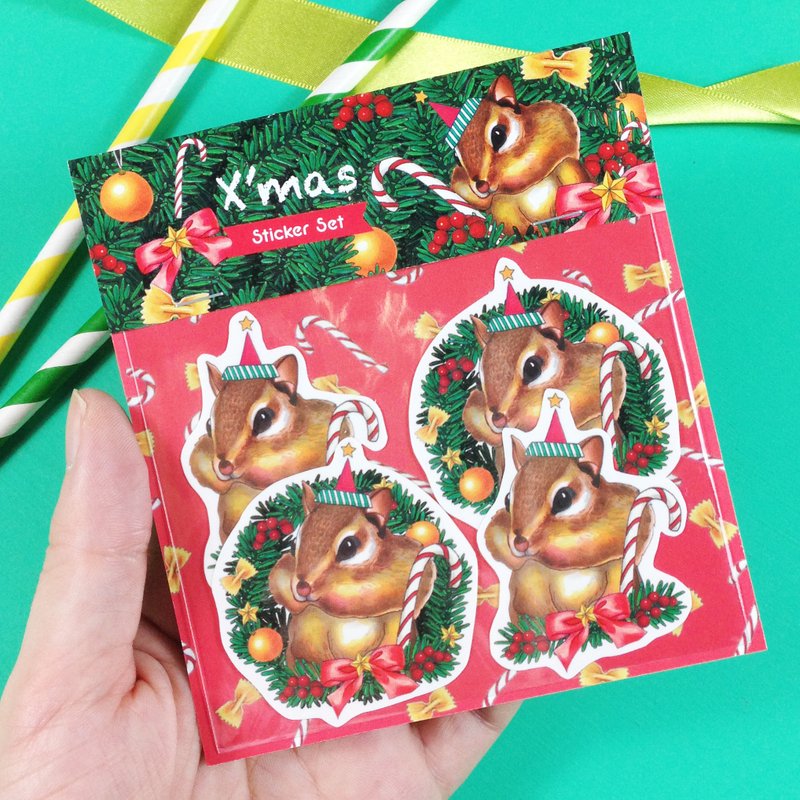 吱喳圣诞贴纸组 - 贴纸 - 纸 红色