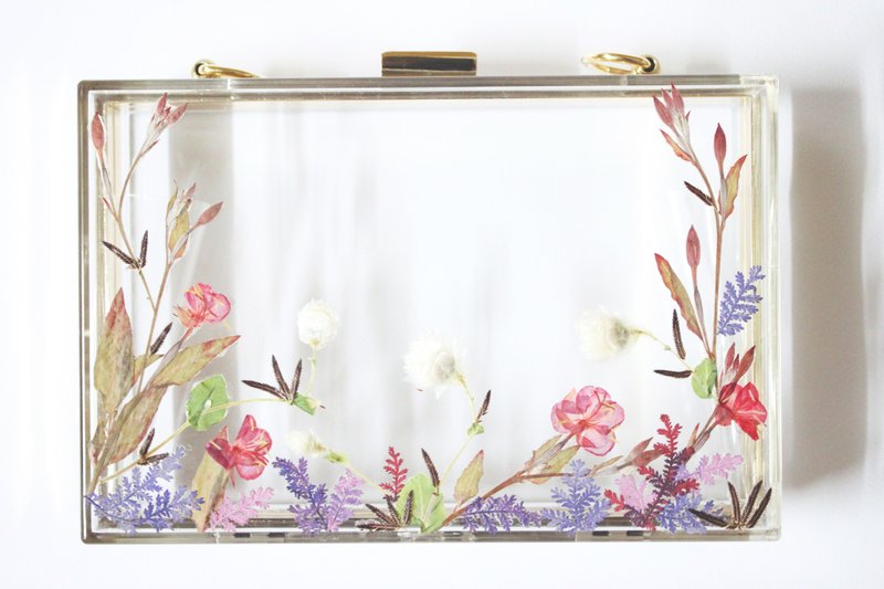 押花手提包 Pressed Flowers Clutch Tailor made - 手拿包 - 植物．花 多色