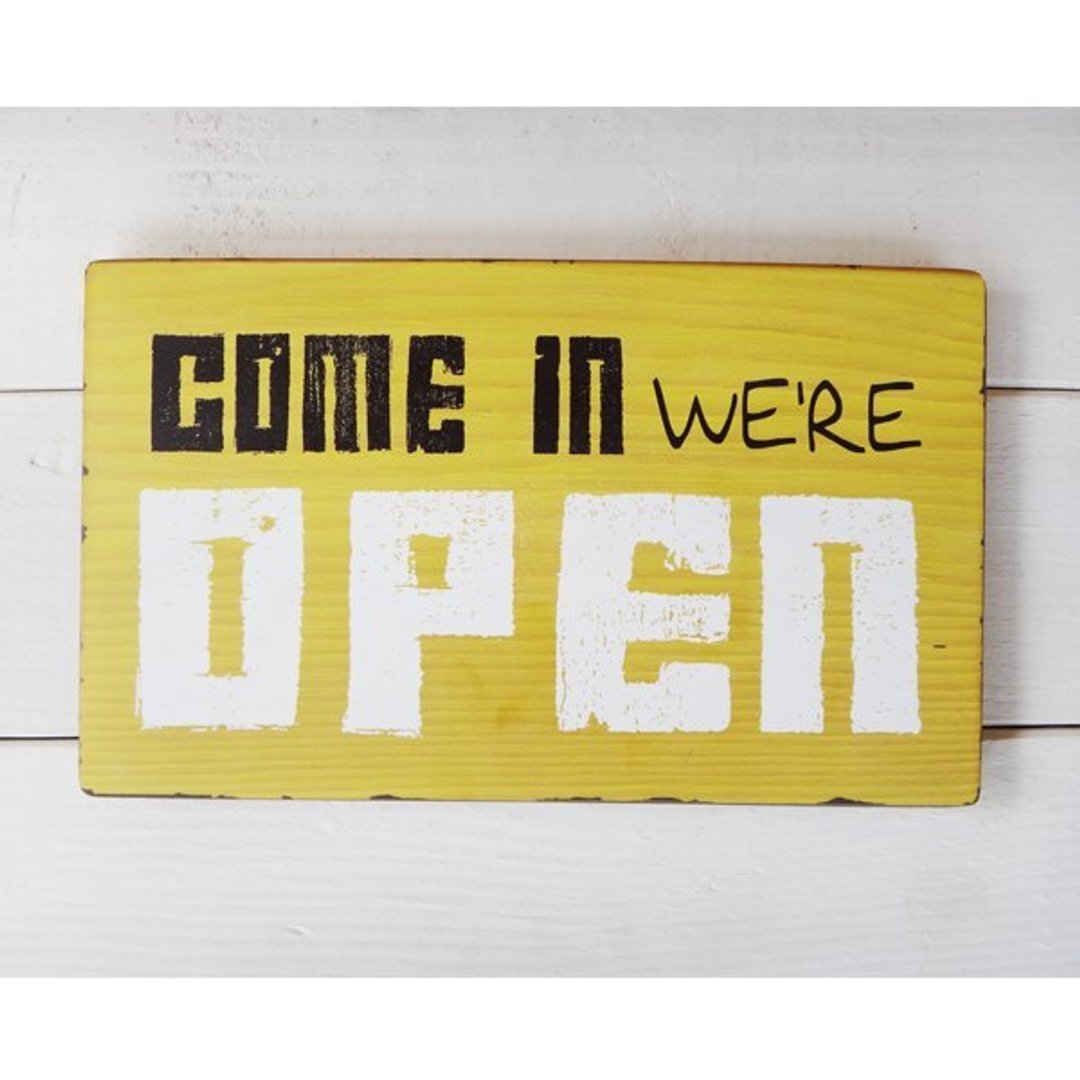 复古标示-OPEN-黄 - 摆饰 - 木头 多色