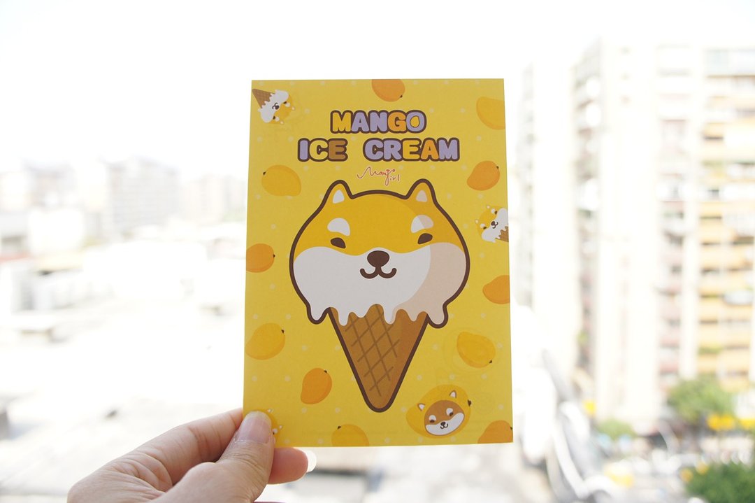 [Mangogirl]柴犬冰淇淋涂鸦明信片(芒果口味) - 卡片/明信片 - 纸 黄色