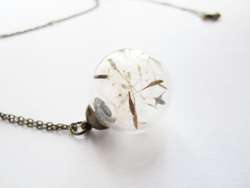 ＊Rosy Garden＊ 古典风幸褔的歌蒲公英种子玻璃球项链 - 颈链 - 玻璃 白色