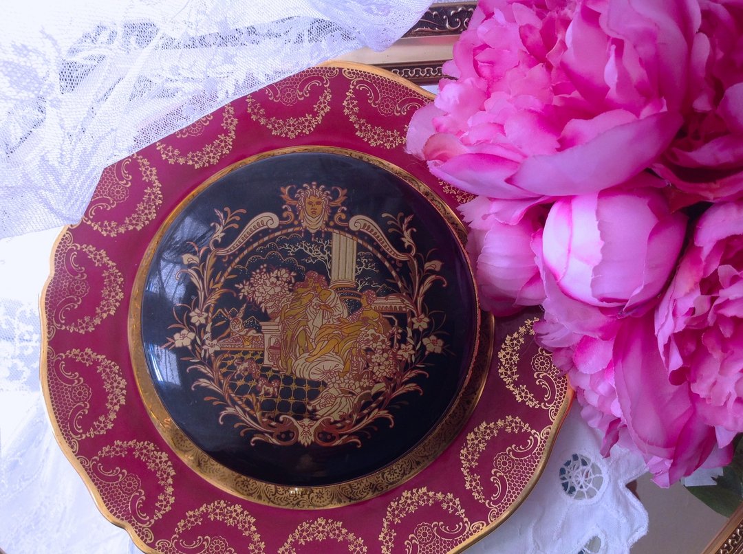 ♥安妮疯古物♥ 手绘22k金希腊神话大尺寸古董珠宝盒, 饰品盒 茶叶罐 糖果罐 储物罐 ～ 七夕情人节 - 收纳用品 - 其他材质 金色