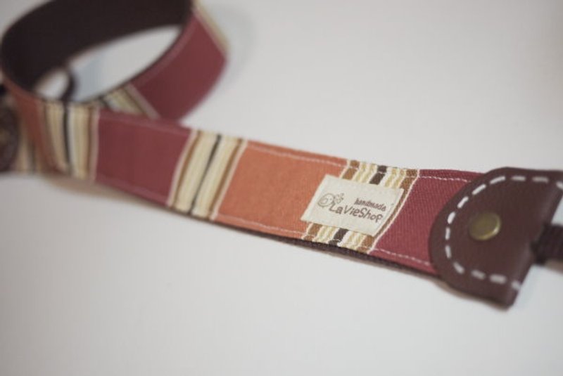 【LaVieShop＊手作杂货】简约质感撞色条纹(橘系)．38mm手工 相机背带．GF/NEX/单眼/类单．可订制 - 证件套/卡套 - 其他材质 橘色