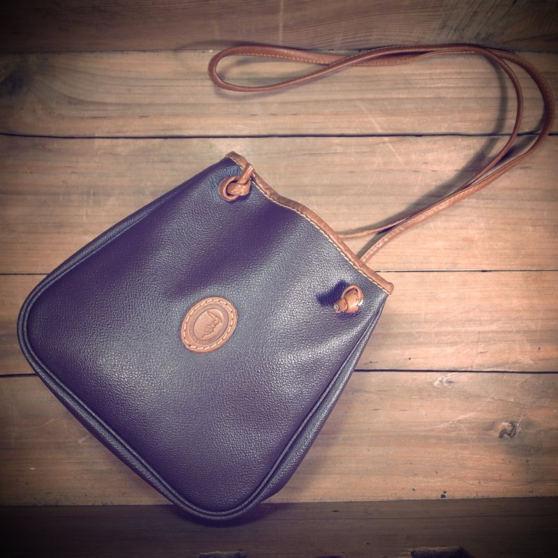 [ 老骨头 ] 早期 TRUSSARDI 咖啡色 真皮x防水帆布 侧背小方包 绝版真品 古董包 Vintage - 侧背包/斜挎包 - 真皮 咖啡色