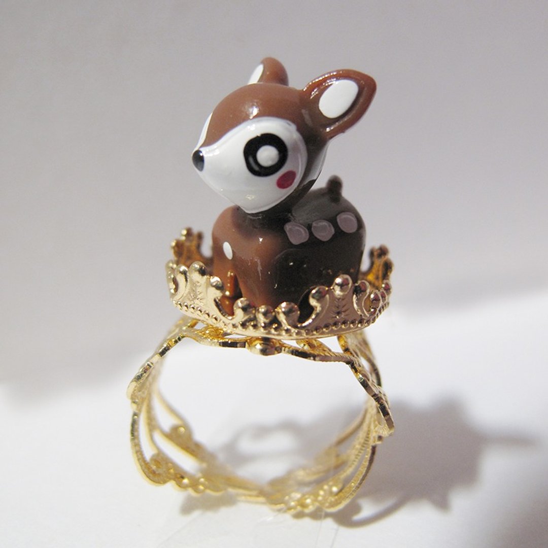 扣住你/妳 {DEER RING} 小鹿斑比戒子 - 戒指 - 其他金属 咖啡色