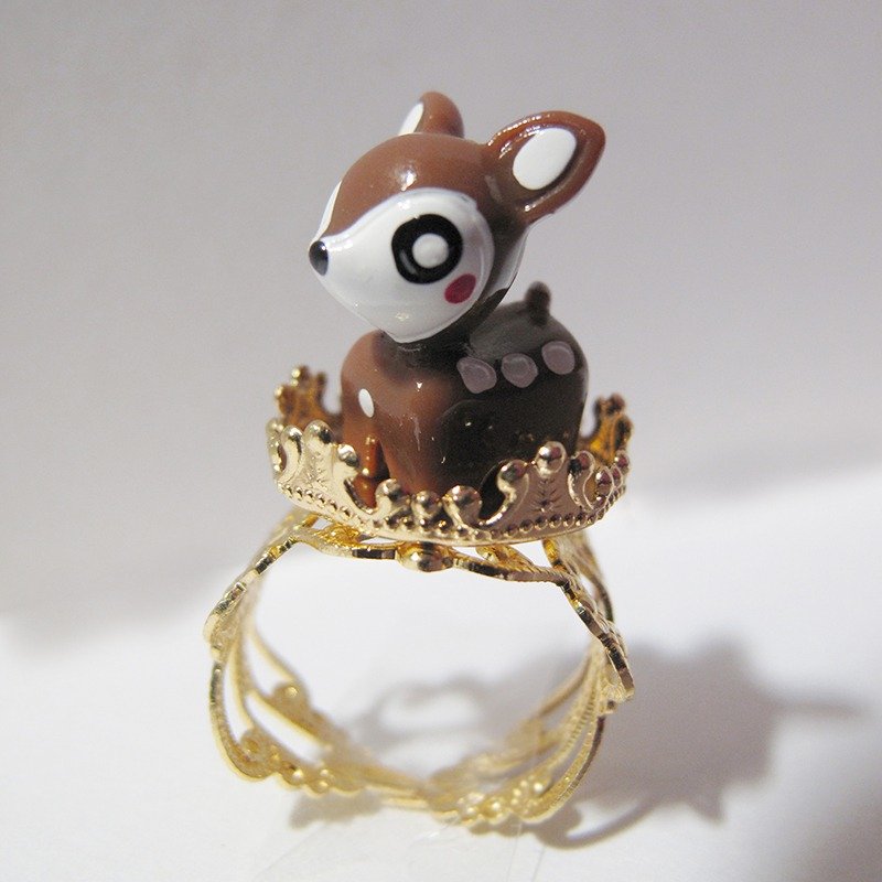 扣住你/妳 {DEER RING} 小鹿斑比戒子 - 戒指 - 其他金属 咖啡色