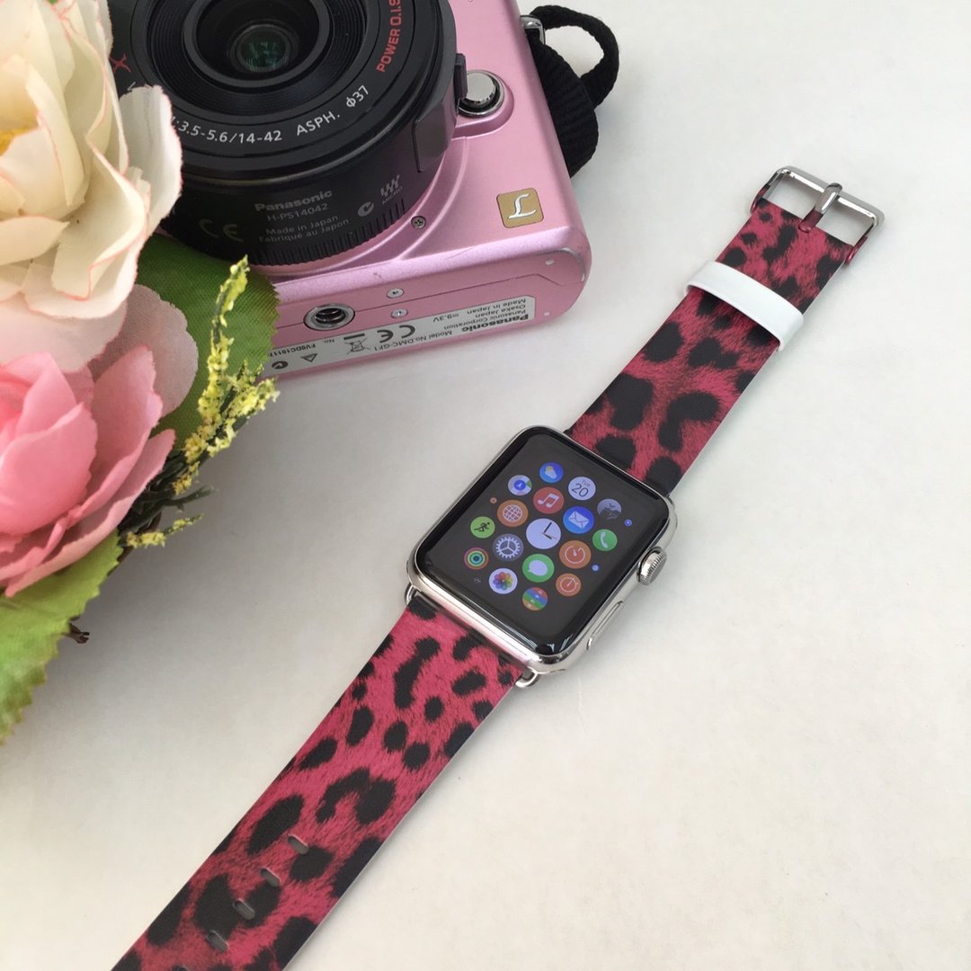 Apple Watch Series 1 , Series 2, Series 3 - Apple Watch 真皮手表带，适用于Apple Watch 及 Apple Watch Sport - Freshion 香港原创设计师品牌 - 粉红豹纹 - 表带 - 真皮 