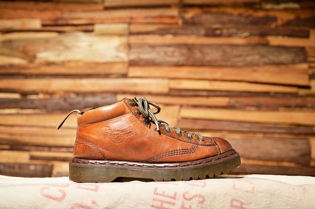 Vintage 英国Dr. Martens 焦糖色 6孔工作靴 - 女款休闲鞋 - 真皮 橘色