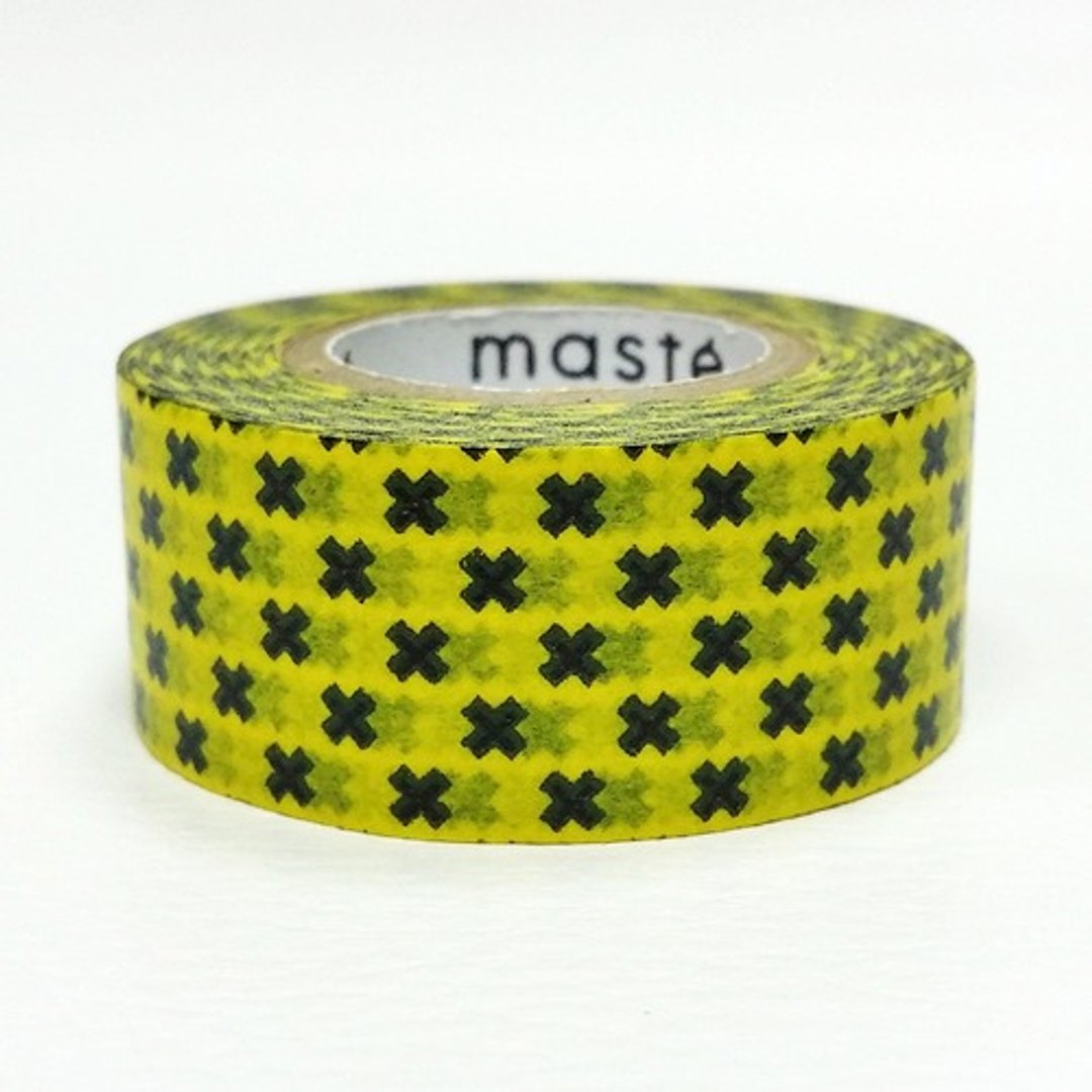 maste 和纸胶带 Basic 海外限定【十字-黄+黑 (MST-MKT143-YE)】 - 纸胶带 - 纸 黄色