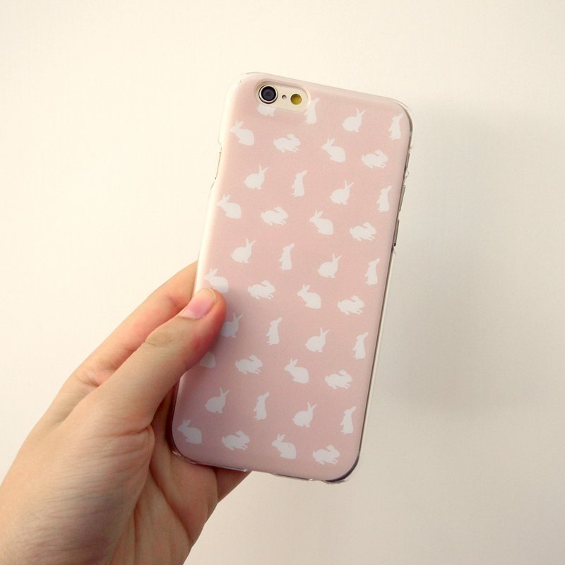 香港原创设计 浅粉红色兔子图案 iPhone X,  iPhone 8,  iPhone 8 Plus,  iPhone 7, iPhone 7 Plus, iphone 6/6S , iphone 6/6S PLUS, Samsung Galaxy Note 7 透明手机壳 - 手机壳/手机套 - 塑料 粉红色