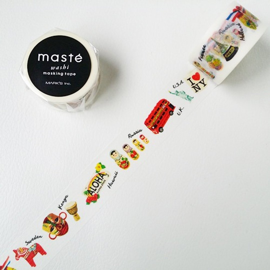 maste 和纸胶带 Travel系列【纪念品(MST-MKT150-F)】复刻版 - 纸胶带 - 纸 多色