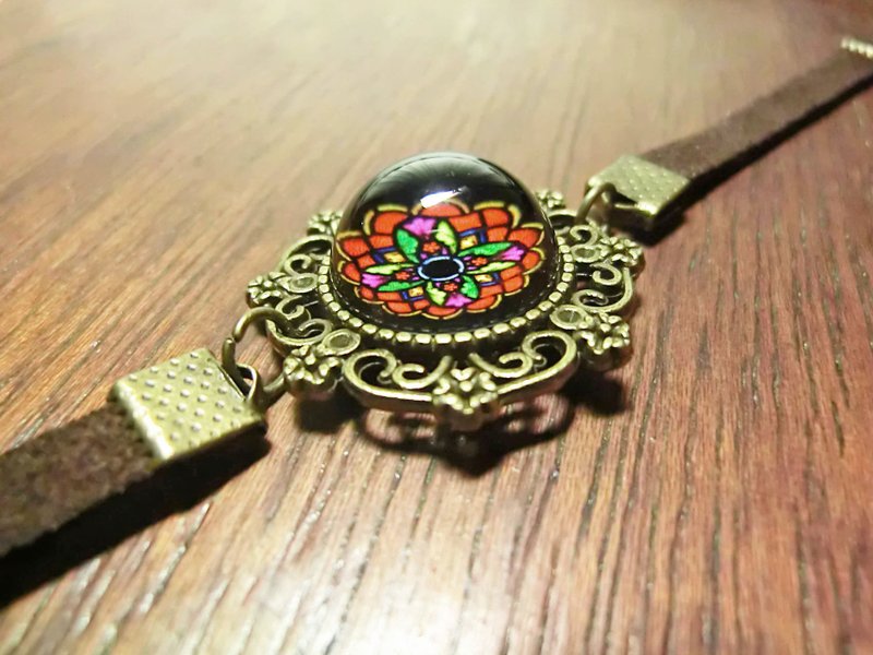 圣诞特典 - 古铜花框手链 - 手链/手环 - 其他金属 红色