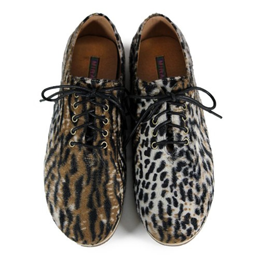 Two Tone Lace-up Shoes M1105A Snow Leopard - 女款休闲鞋 - 棉 金色