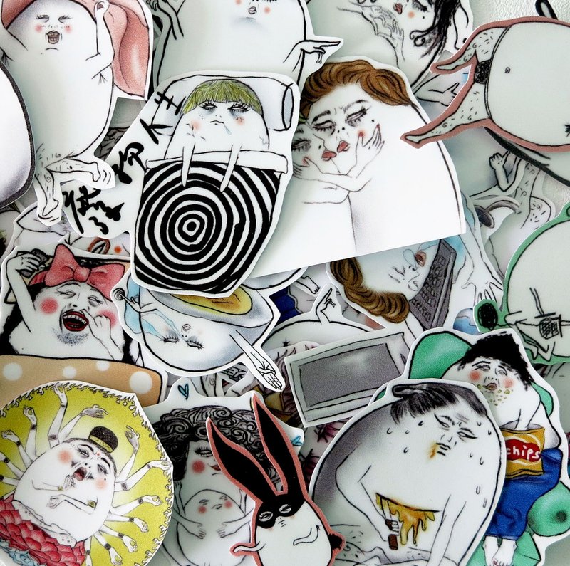 蛋定人生防水贴纸组 全套100入(中) - 贴纸 - 防水材质 多色