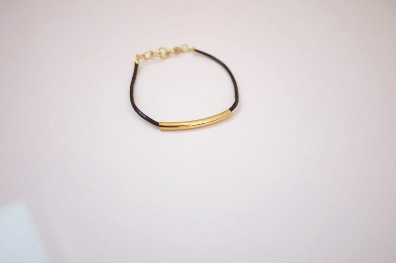 ♘♥金属mix进口小牛皮简约手炼-黑♥♘ - 手链/手环 - 其他金属 黑色