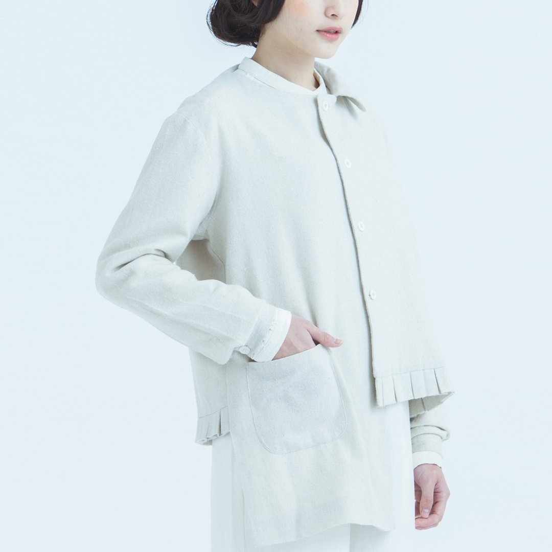 [订制] 棉麻不对称工人小外套 - 女装休闲/机能外套 - 棉 白色