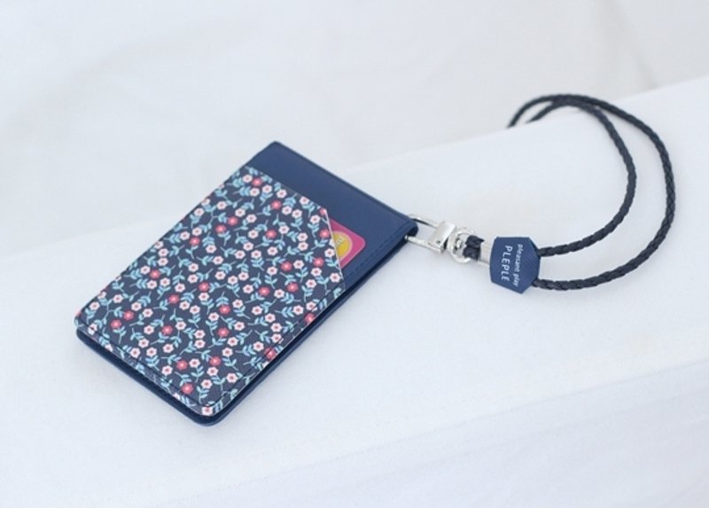 韩国【Pleple】ololo cardcase 摺叠证件夹（附镜子）〈Nevy Flower〉预购 - 证件套/卡套 - 塑料 蓝色
