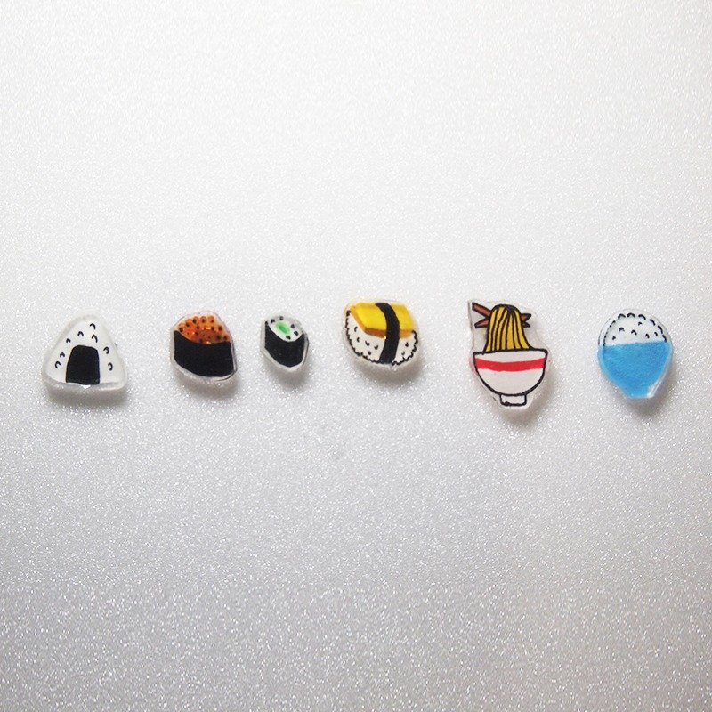 日式料理系列手作不过敏耳环（可改夹式） - 耳环/耳夹 - 塑料 多色