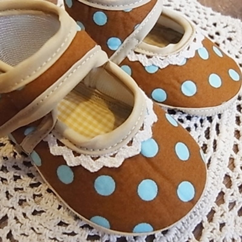 baby点点鞋鞋(咖啡底蓝点) - 婴儿鞋 - 其他材质 白色