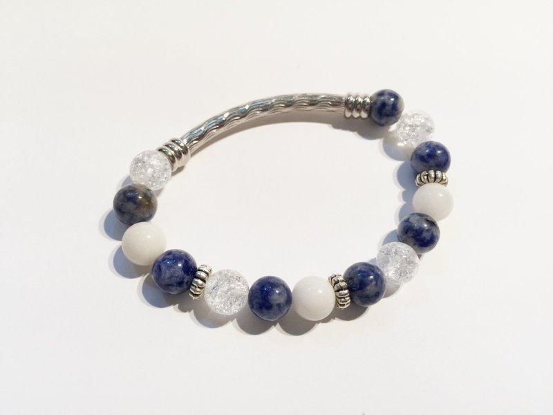 “银管深蓝白色 / 综合款” - 手链/手环 - 其他材质 蓝色