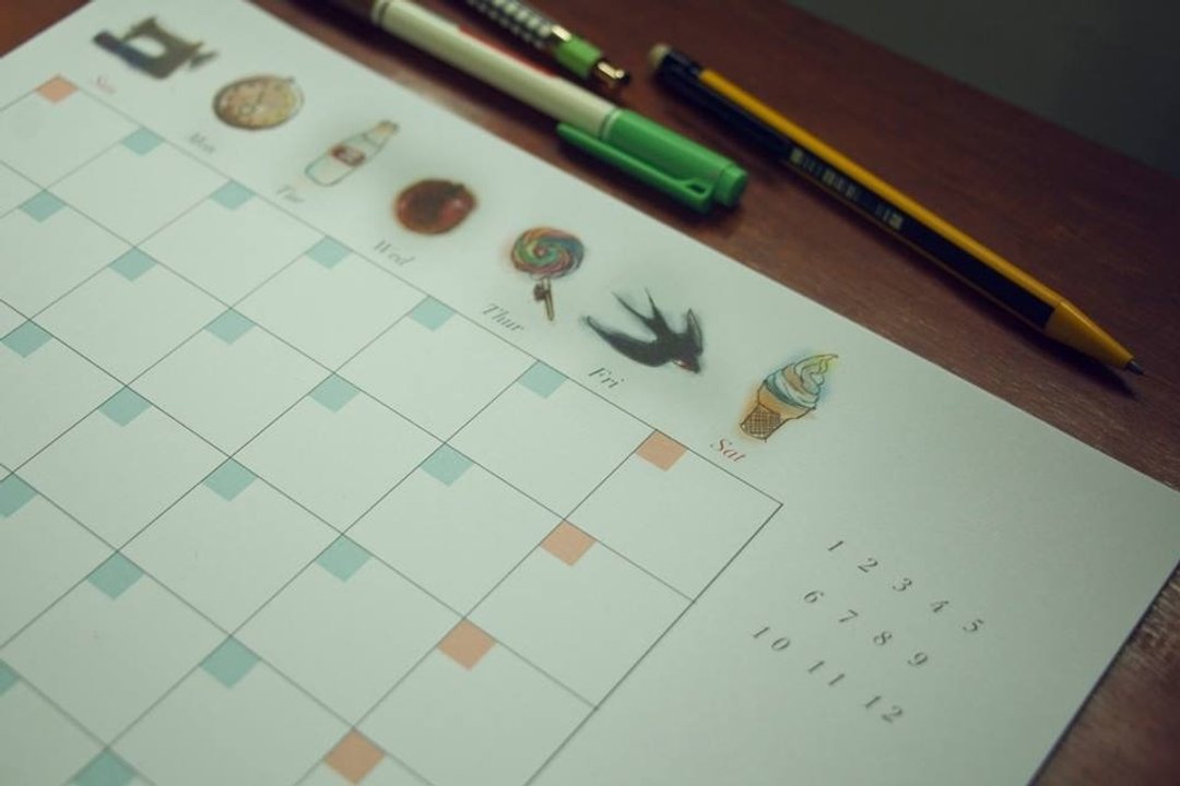A4甜蜜生活手写月计划/monthly plan/12入 - 笔记本/手帐 - 纸 多色