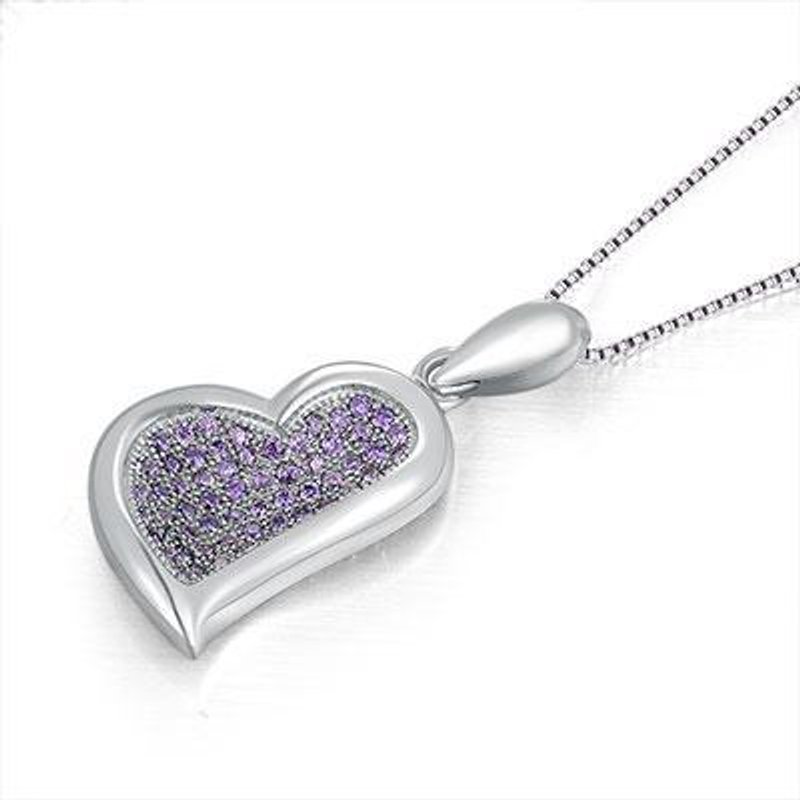 香港设计 《窝心》925 纯银紫色锆石项链 知性设计 成熟大方 - 项链 - 宝石 紫色