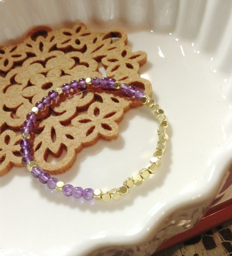 编号007（纯黄铜＋天然紫水晶） - 手链/手环 - 其他金属 紫色