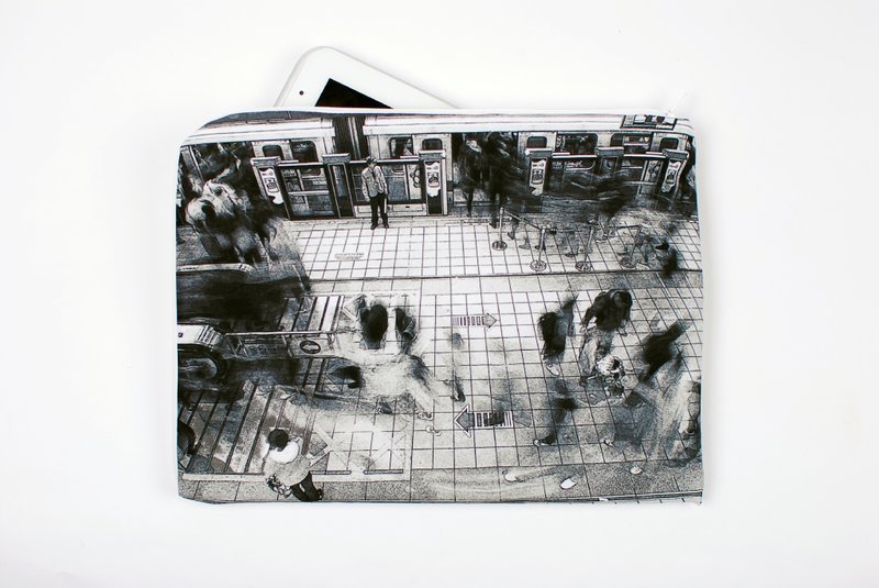 taipei。subway---平板电脑保护套 - 电脑包 - 棉．麻 黑色