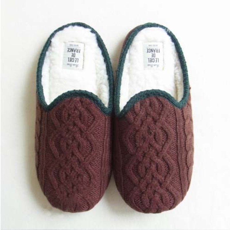 女孩寓所 ::日本CDF etendue 针织室内拖鞋 -咖啡-男生款 - 女款休闲鞋 - 棉．麻 咖啡色