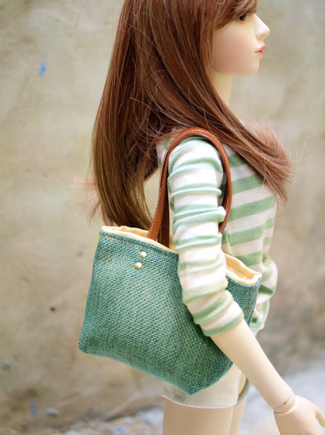 BJD Doll专用 手提肩背托特包 湖水绿 - 手提包/手提袋 - 其他材质 绿色