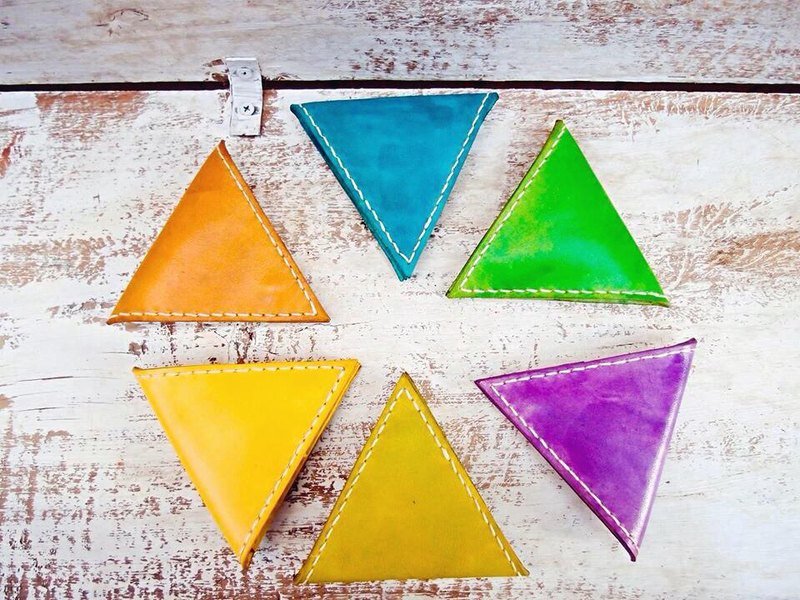 三角旗零钱包 （手工真皮制作） - 皮件 - 真皮 