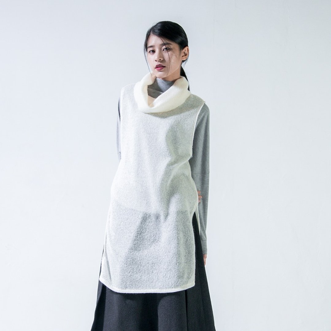 SU:MI said Turtleneck 大翻领粗针羊毛造型背心_5AF201_米白羊毛 - 女装背心 - 羊毛 白色