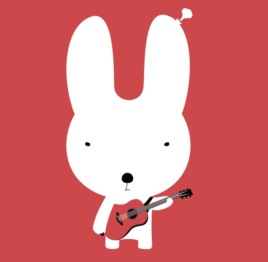 | Guitar Rabbit 吉他兔 | - 女装 T 恤 - 棉 红色