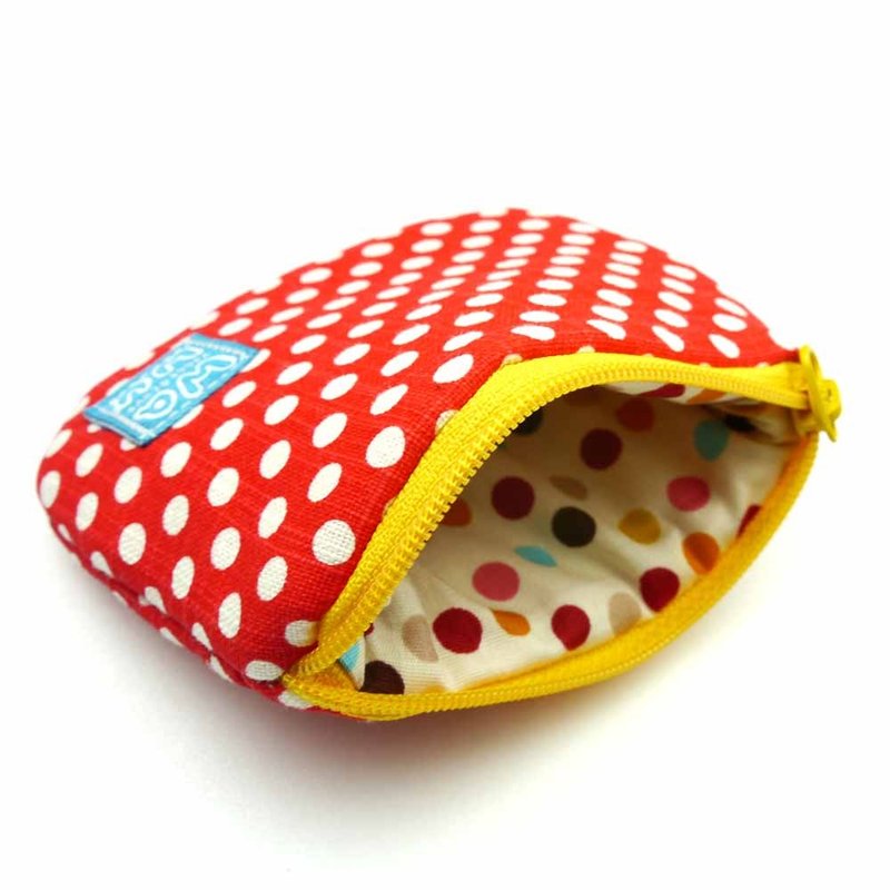 小零钱包 (红色点点) - 零钱包 - 棉．麻 红色