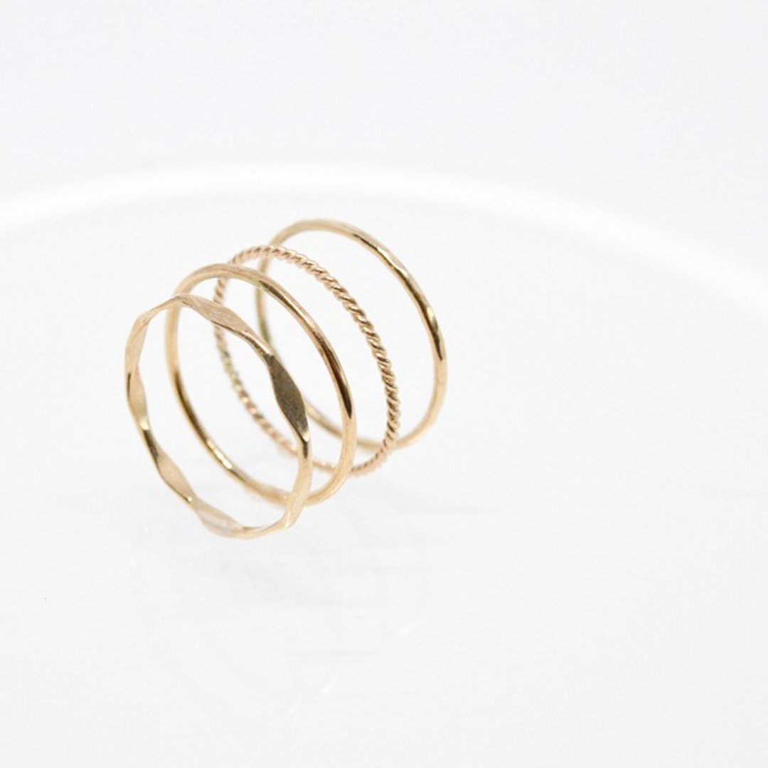 Ring / 14kgf 4set Different Styles Rings - 戒指 - 其他金属 金色