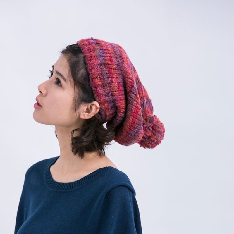 Bruce 毛球花纱毛帽 / 红 - 帽子 - 其他材质 红色