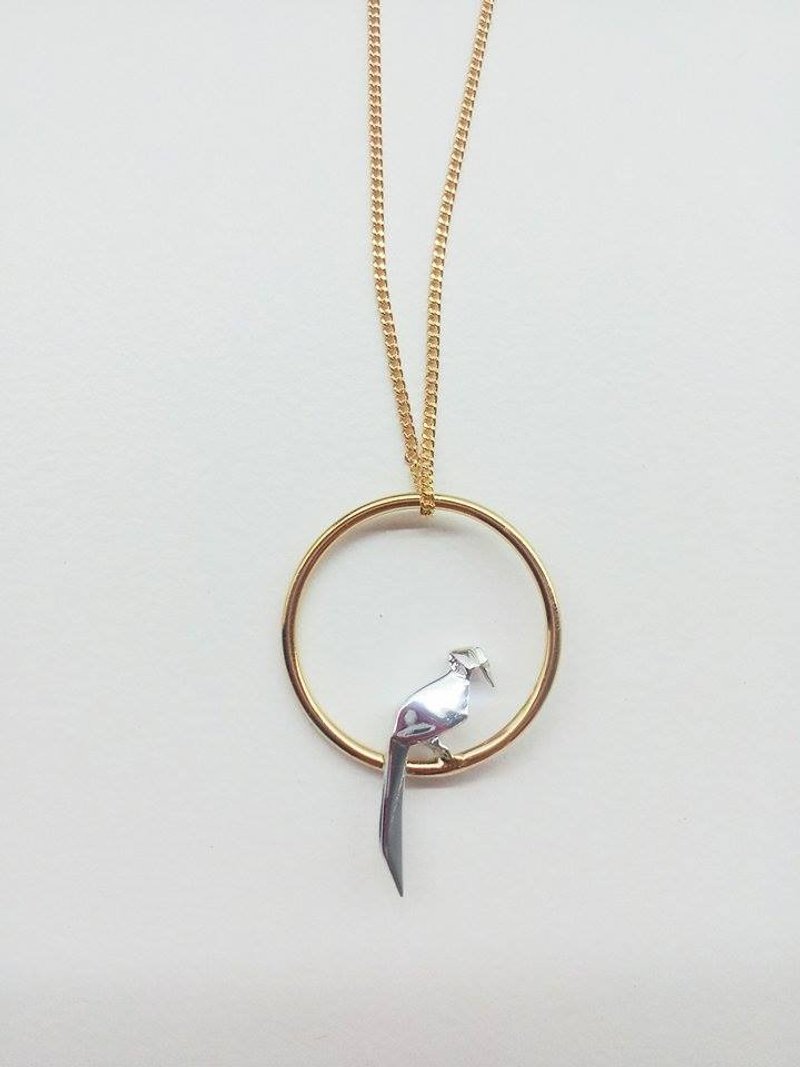 [PAPERSELF Select] 法国Origami折纸饰品 - Parrot Circle 项链 - 项链 - 其他金属 橘色