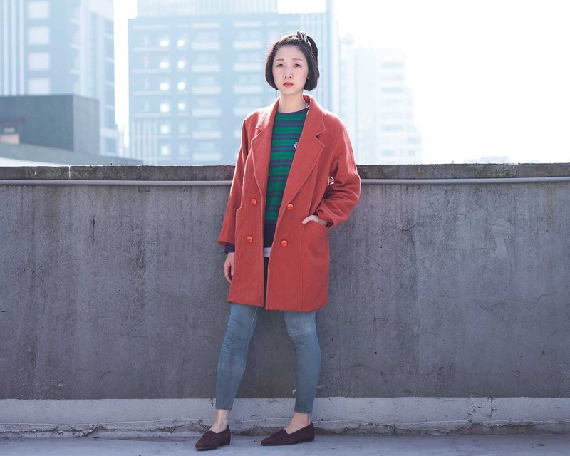 毛呢大衣--橘【c14122003】 - 女装休闲/机能外套 - 其他材质 橘色