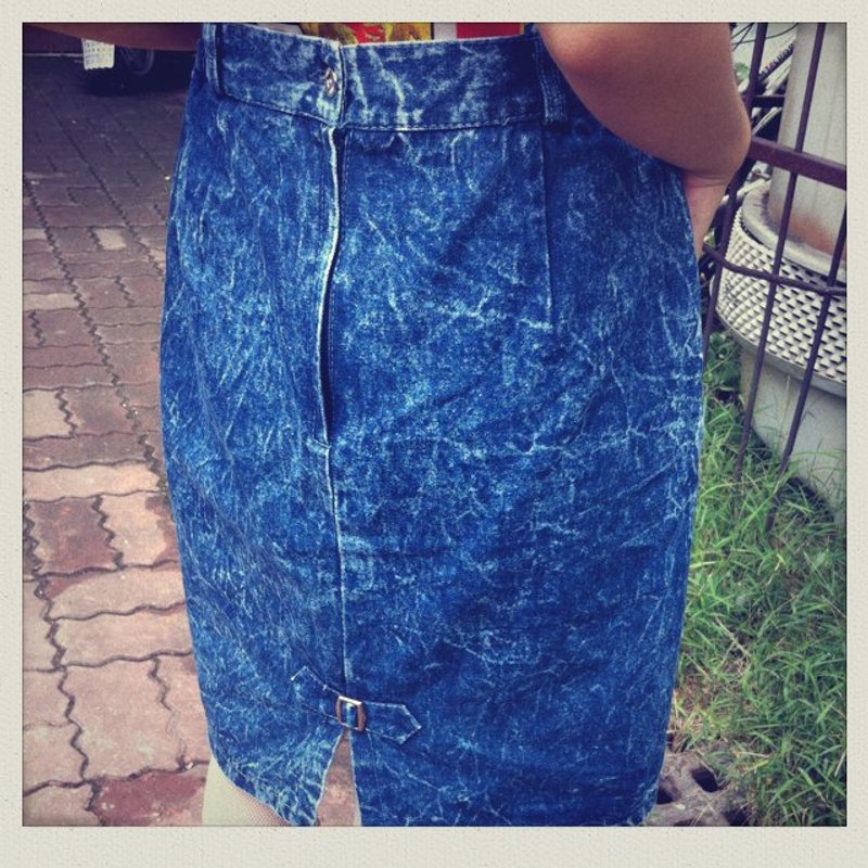 雪花牛仔裙!!脱臼! !古着!! - 裙子 - 其他材质 蓝色