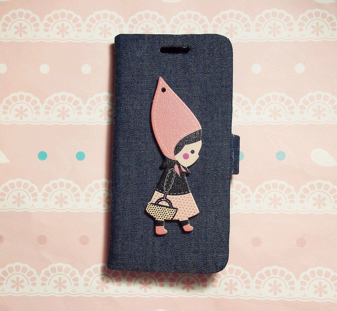 布艺 牛仔系列 可爱小粉帽女孩 手机套 手机壳 三星 Apple iPhone 5s 5 4s 4 Ipod touch 5 4 - 手机壳/手机套 - 其他材质 蓝色