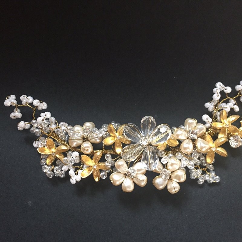 金枝玉叶水钻手工饰品 - 发饰 - 其他金属 金色