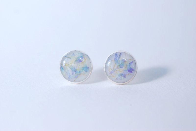 押花/紫雏菊/耳环 - 耳环/耳夹 - 植物．花 紫色