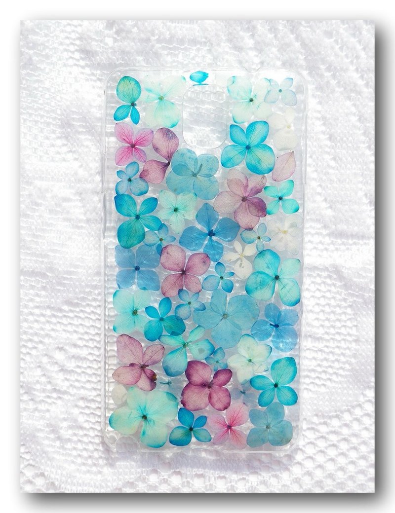 Anny's workshop手作押花手机保护壳，适用于Samsung Galaxy Note 3 case，绣球花系列之三 - 手机壳/手机套 - 塑料 蓝色