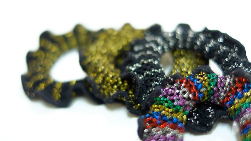 甜甜圈 发圈 4个一组 夏日烟花系列 - 发饰 - 其他材质 黑色