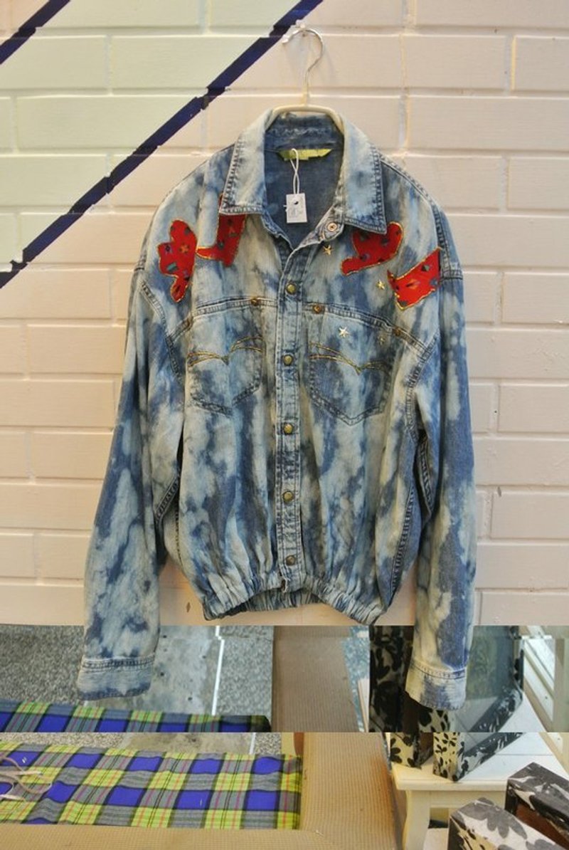 刺绣牛仔染色外套 - 女装休闲/机能外套 - 其他材质 